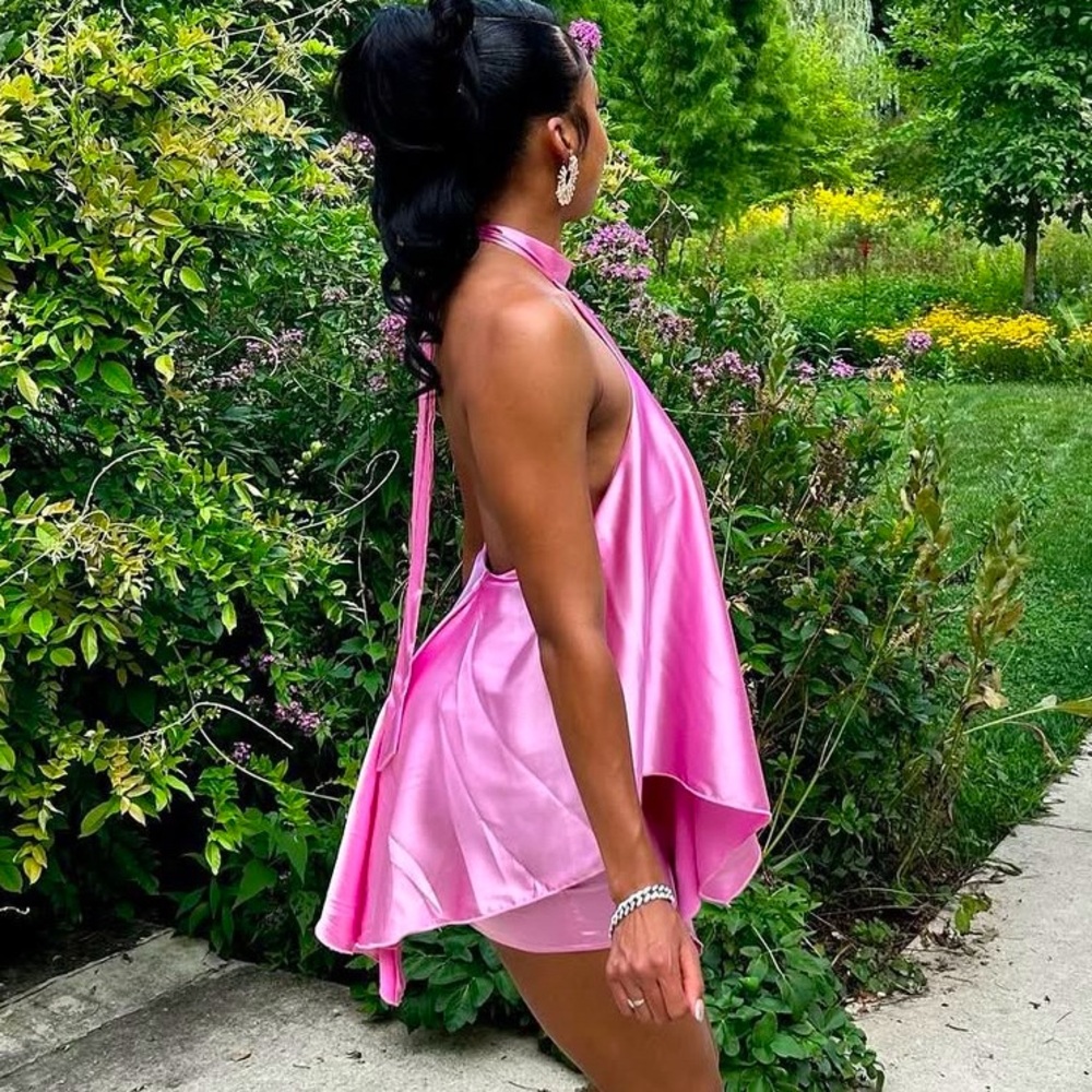 Elegant Pink Satin Dress